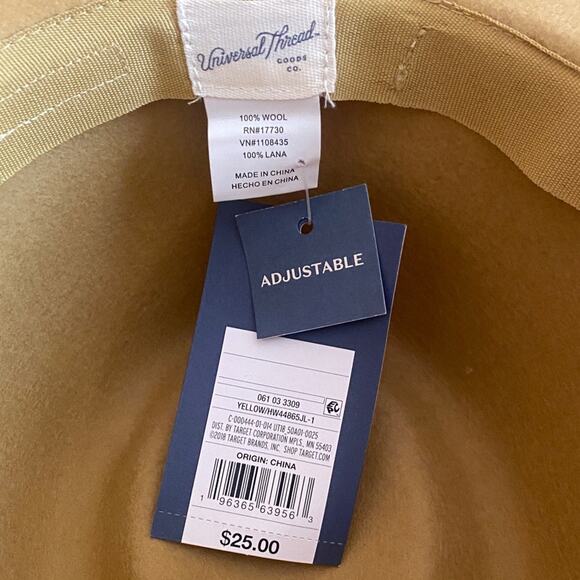 Universal Thread Classic Mustard Yellow Women's Hat 100% Wool Adjustable - Picture 4 of 6